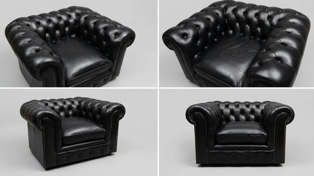 fauteuil chesterfield cuir noir très élégant, Maison & Meubles, Enlèvement, Utilisé, Cuir