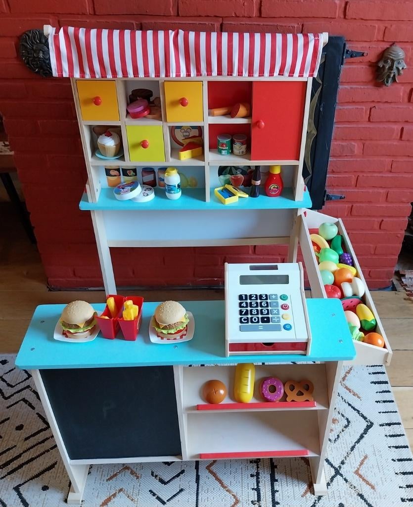 Houten speelgoedwinkel, Kinderen en Baby's, Speelgoed | Houten speelgoed, Ophalen, Zo goed als nieuw, Overige typen