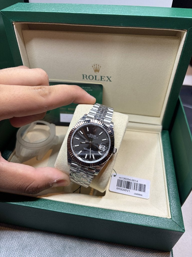 Rolex datejust 41 I 1263344 I jubilee I grijs I full set, Bijoux, Sacs & Beauté, Enlèvement ou Envoi, Neuf, Montre-bracelet, Rolex