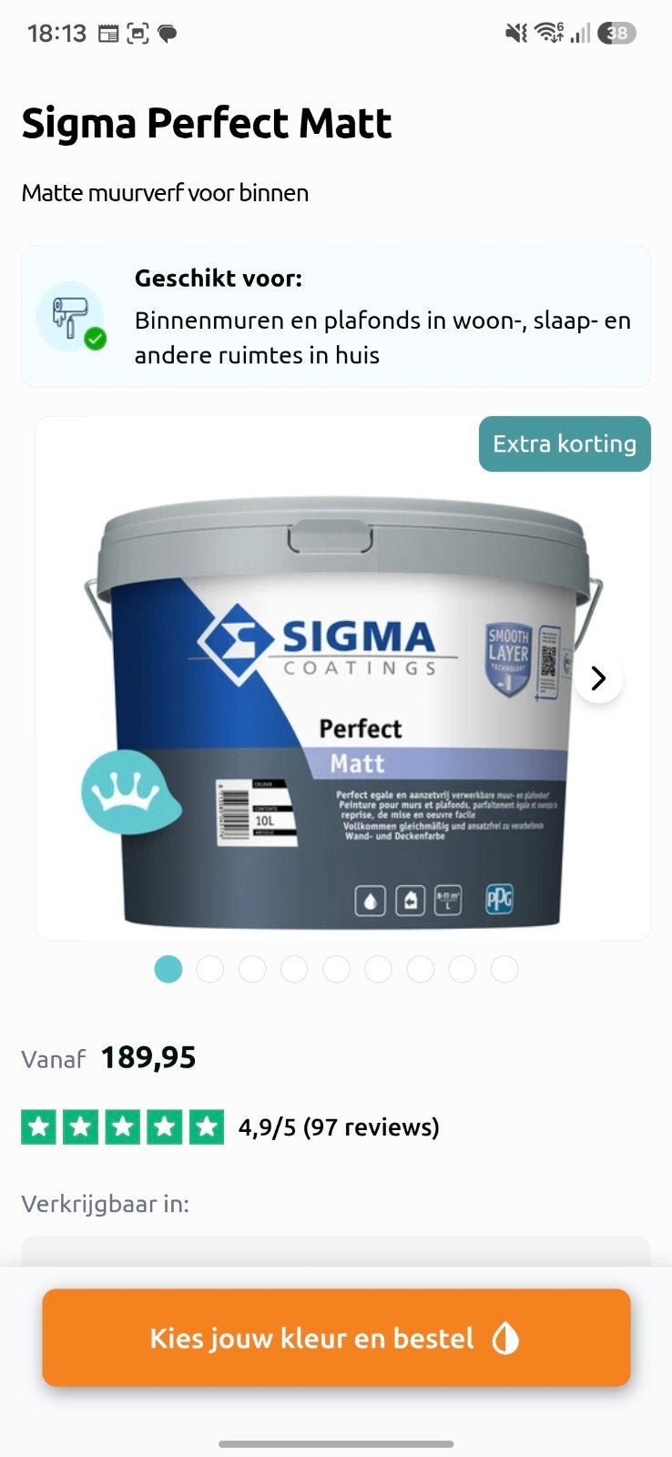 Sigma perfect mat zuiver wit ral 9010 10l, Ophalen, Wit