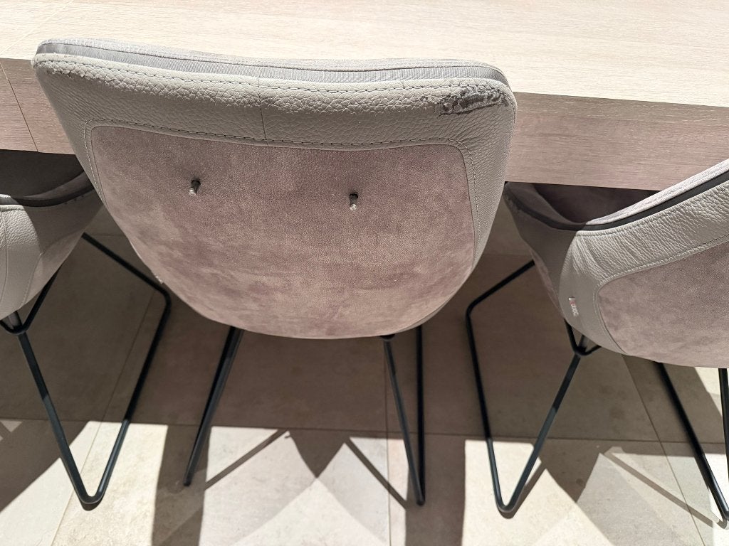 Lot de 6 chaises Aiden, assise suédine grise, Synthétique, Enlèvement, Noir, Cinq, Six Chaises ou plus