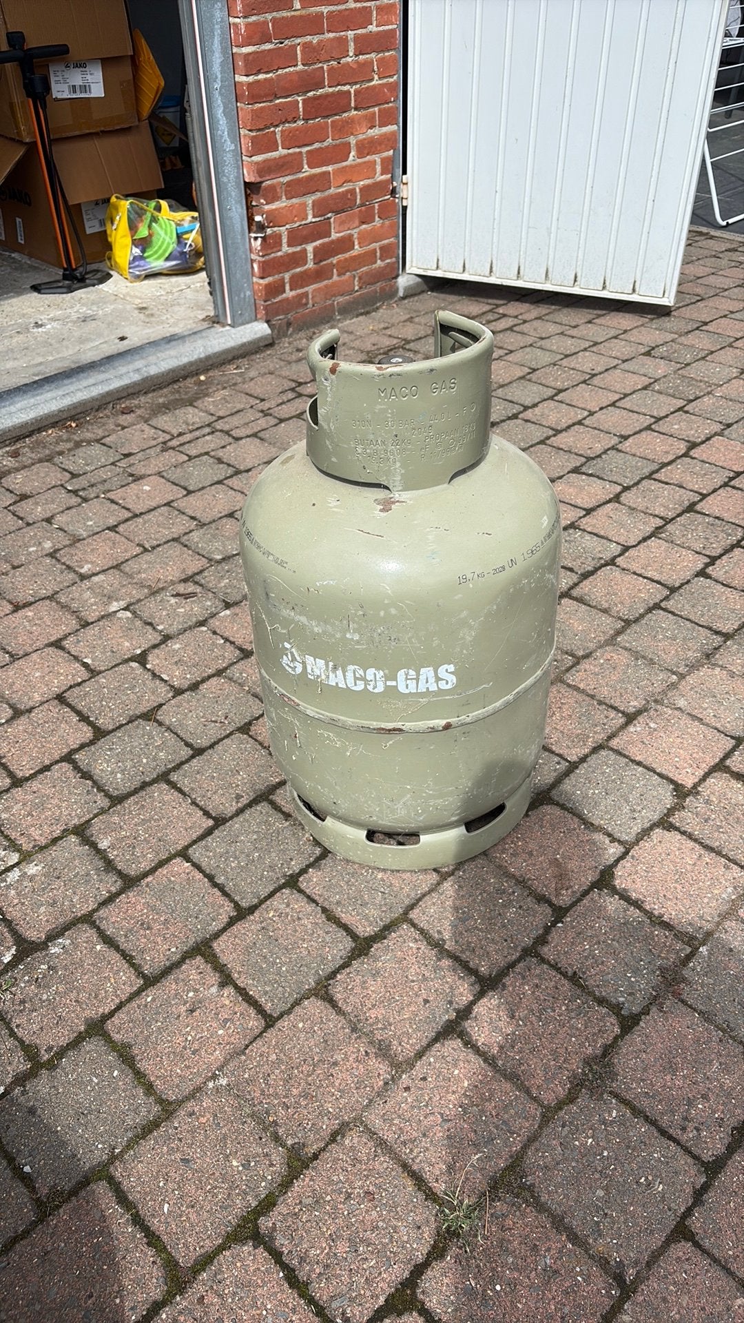 Gasfles Maco gas 19,7 kg gas, Tuin en Terras, Ophalen, Zo goed als nieuw