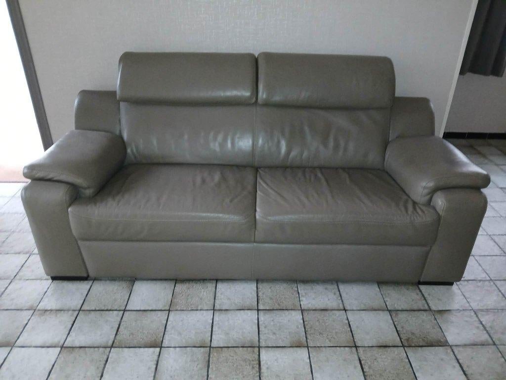 tweezit leder, Ophalen, Gebruikt, 150 tot 200 cm, Driepersoons