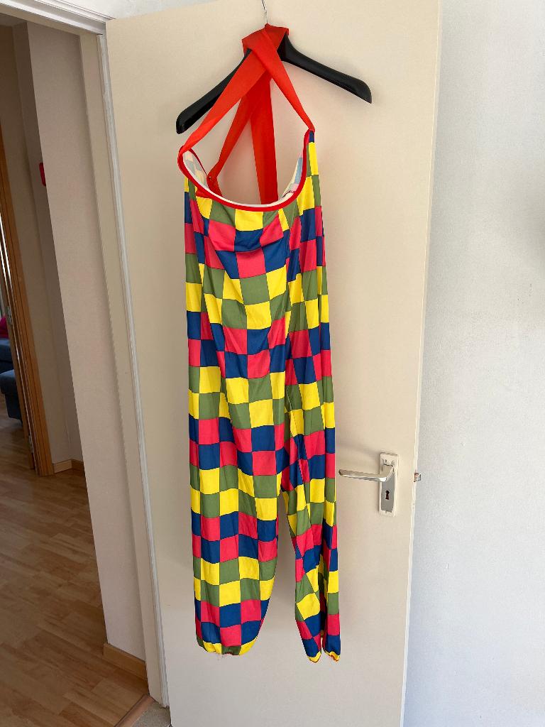 clownspak / pipo pak met bretellen / hoed / strik / bril M/L, Comme neuf, Taille 48/50 (M), Vêtements, Onbekend