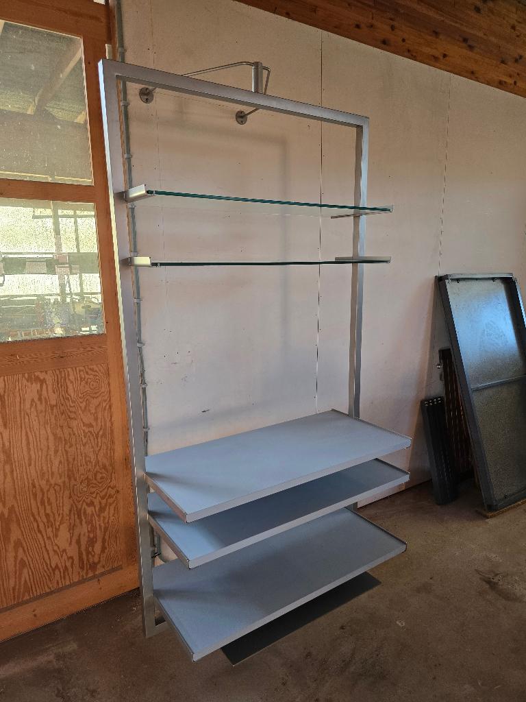 Draaibaar TV-meubel in inox, Huis en Inrichting, Ophalen, Gebruikt, 100 tot 150 cm, 200 cm of meer