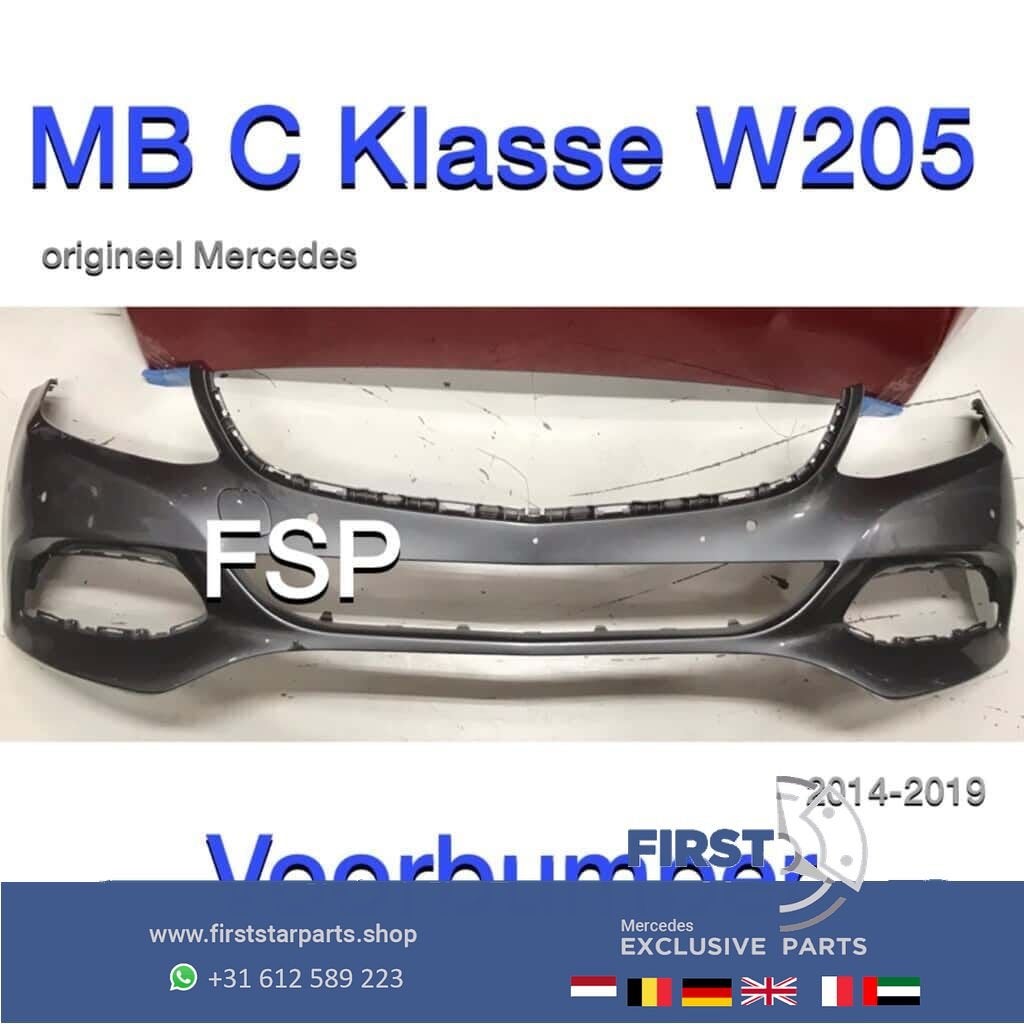 W205 Voorbumper Mercedes C Klasse grijs 2014-2019, Gebruikt, -, Voor, Ophalen of Verzenden