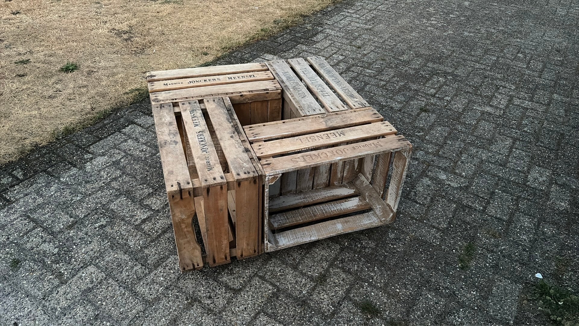 Salontafel van fruitkistjes, Ophalen, Gebruikt, 50 tot 100 cm, Vierkant