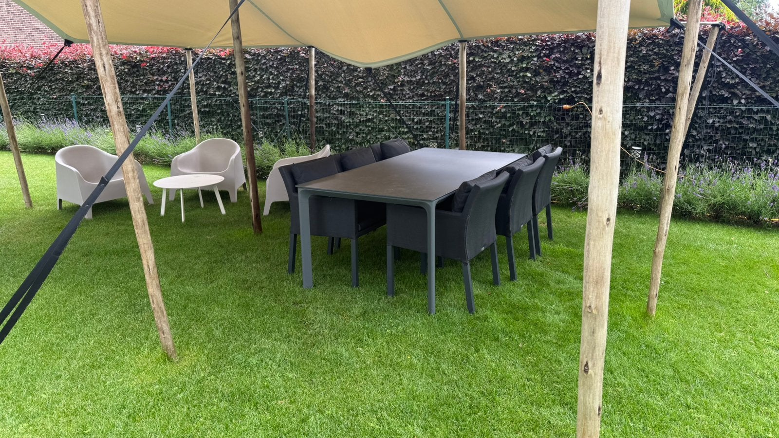 Tuintafel keramisch met 6 stoelen, Table à dinner, Salons de jardin, Aluminium, Comme neuf
