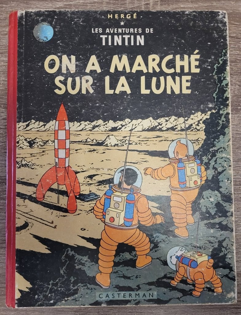 BD Tintin – On a marché sur la Lune – EO Belge 1955 B12, Livres, Enlèvement ou Envoi, Utilisé