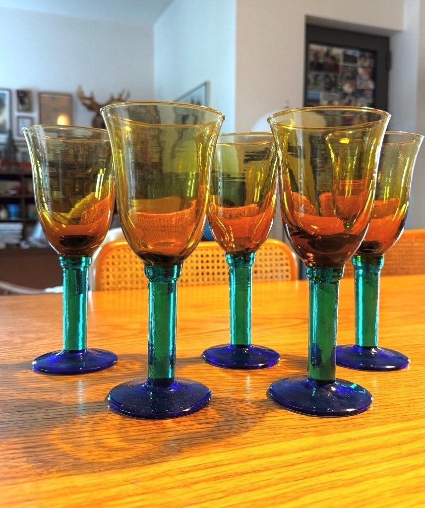 5 Deense vintage glazen jaren 80, Collections, Verres & Petits Verres, Enlèvement