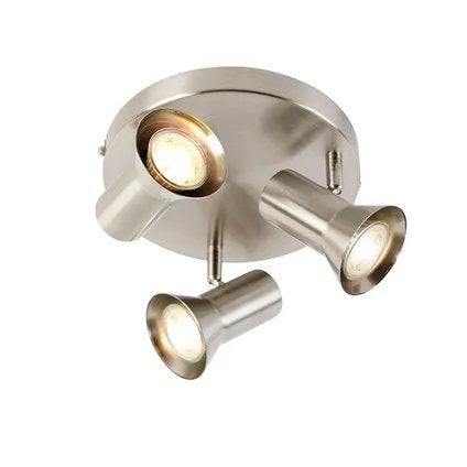 LED plafondlamp Light 3-spot plafondspot GU10 RVS nikkel, GU10, Nieuw, Ophalen of Verzenden, LED