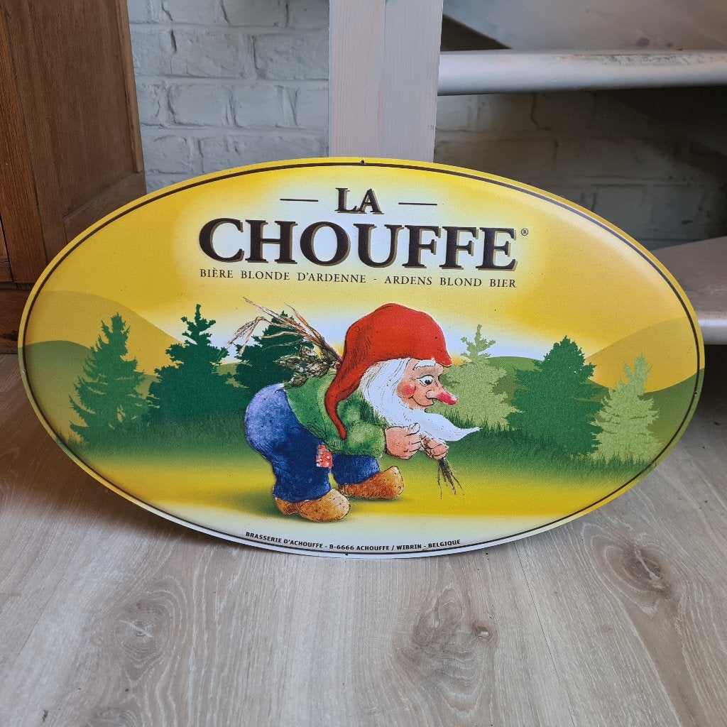 Reclamebord La Chouffe, Ophalen of Verzenden, Reclamebord