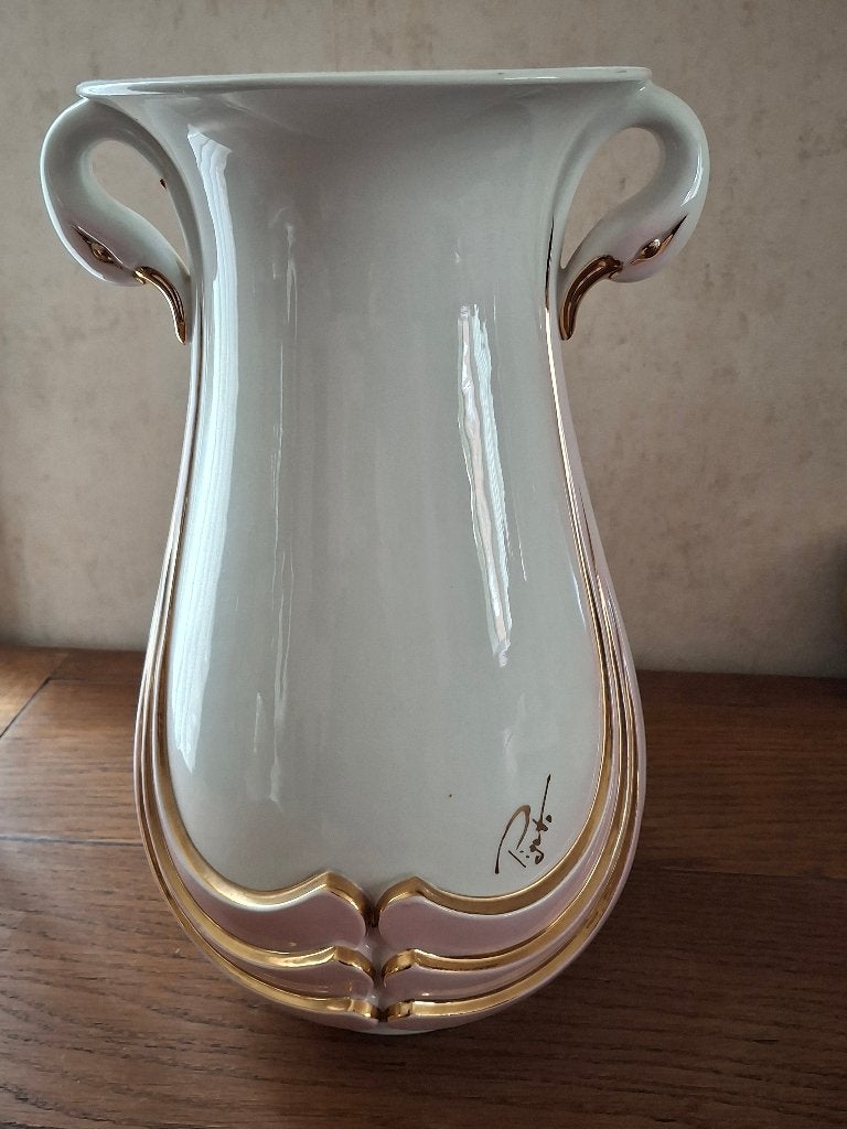 witte vaas gesigneerd Pinto, Ophalen, Wit, Zo goed als nieuw, Geschikt voor droogbloemen