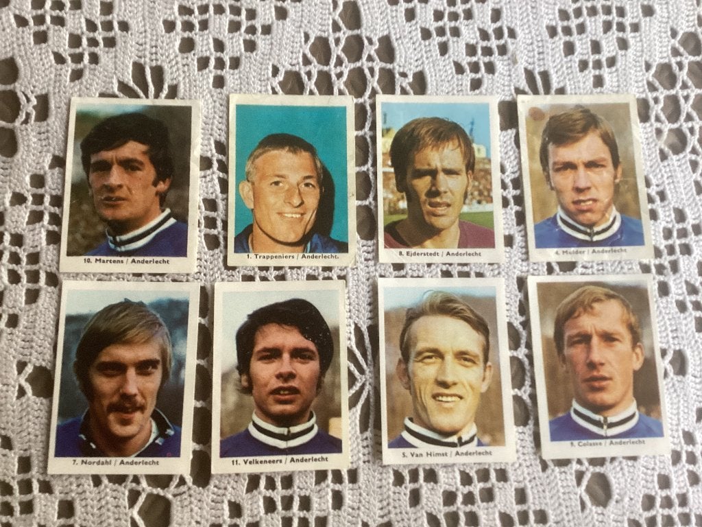 8 prenten chromos voetbal MILOU bubble gum ANDERLECHT, Enlèvement ou Envoi, Utilisé