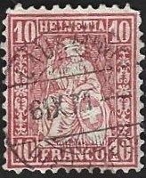 1 Postzegel Zwitserland 1867 Zittende Helvetia, Ophalen of Verzenden, Gestempeld