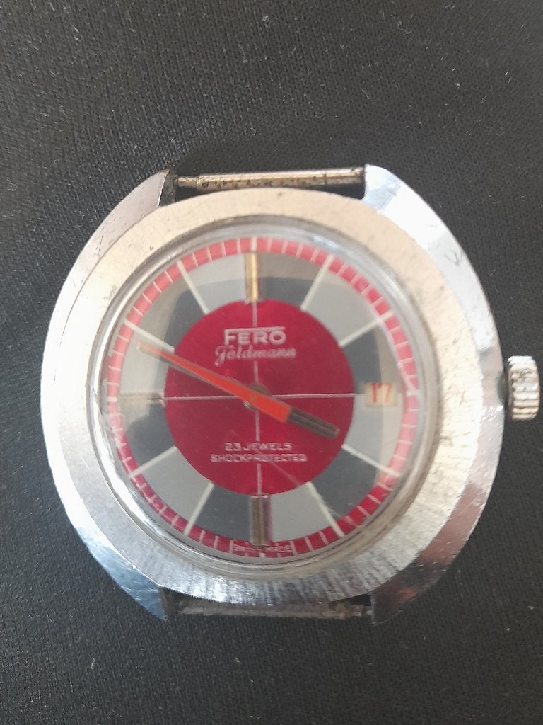 Montre Vintage FERO FELDMANN , 23 JEWELS, ANNÉES 70, Montre-bracelet, Autres marques, Enlèvement ou Envoi, Acier