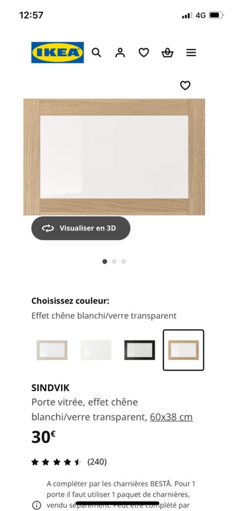 Porte vitrée Besta IKEA, Enlèvement, Comme neuf