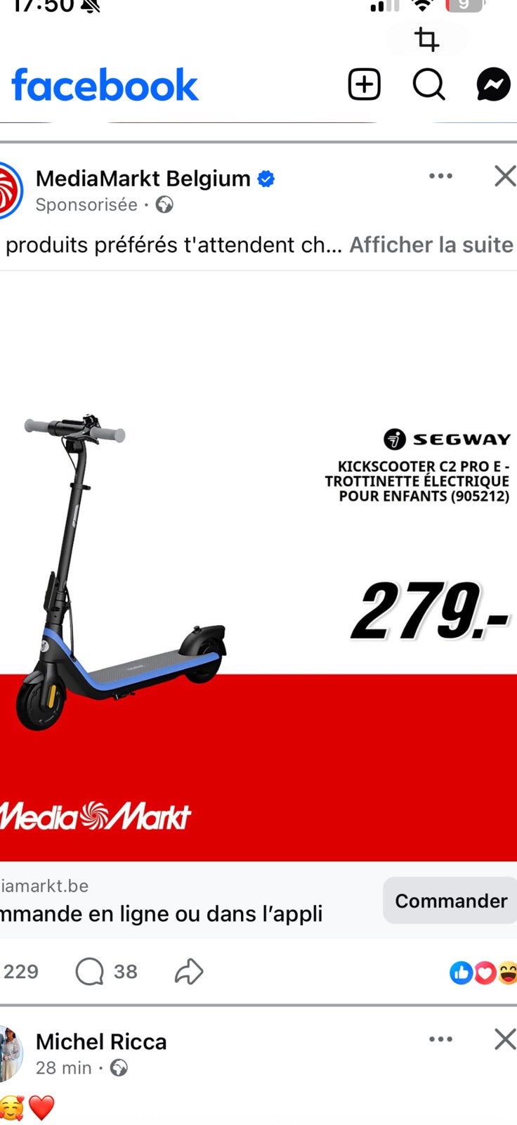 trottinette segway c2 pro utilisé 2 fois, Enlèvement, Comme neuf