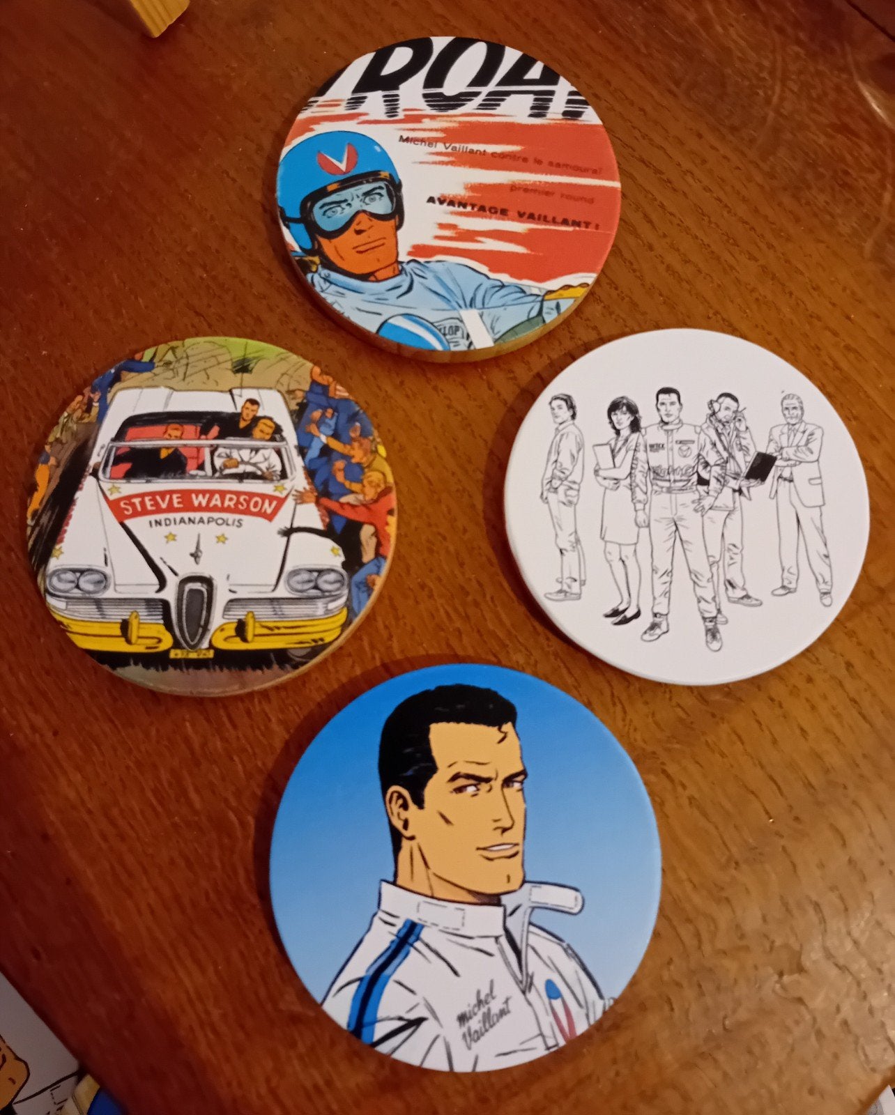 Michel Vaillant : lot de 4 sous-verres en bois traité *lot 2, Envoi, Tintin, Comme neuf, Autres types