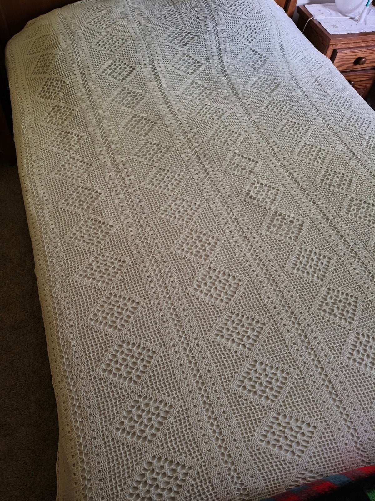 katoenen (retro) bedsprei, Huis en Inrichting, Beige, Katoen, Ophalen of Verzenden, Deken of Dekbed