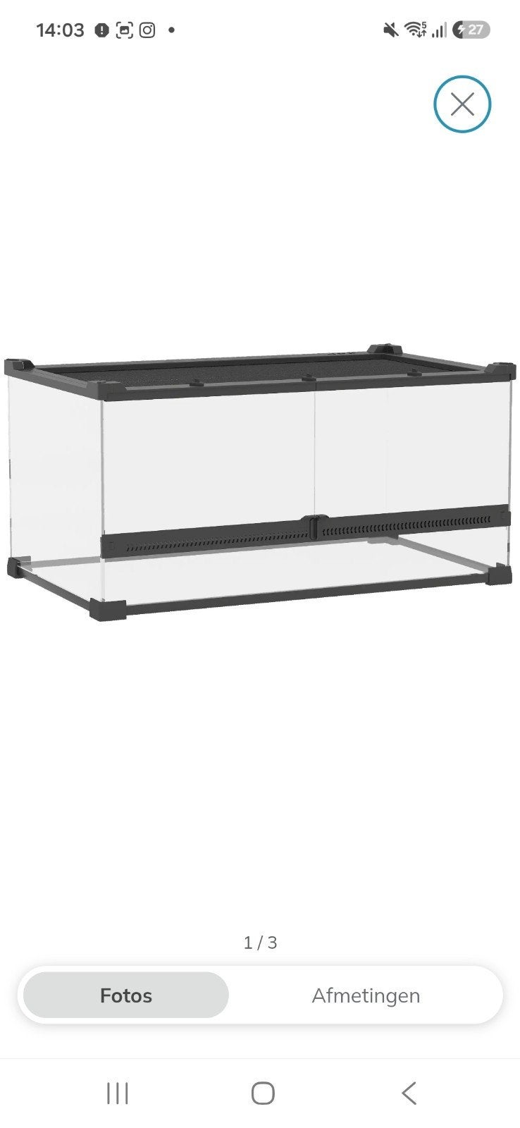 Nieuw‼️Pawhut terrarium 50Lx30Bx25H D40-052VO2BK, Animaux & Accessoires, Enlèvement ou Envoi, Neuf, Terrarium ou Paludarium