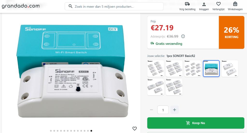 Wi-Fi Smart Switch Sonoff, Ophalen, Nieuw