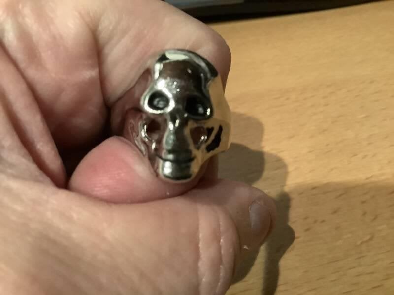 Ring – Doodshoofd [Skull] – Verchroomd Staal – 19 mm, Bijoux, Sacs & Beauté, Bagues, Enlèvement ou Envoi, Neuf, Argent, Argent
