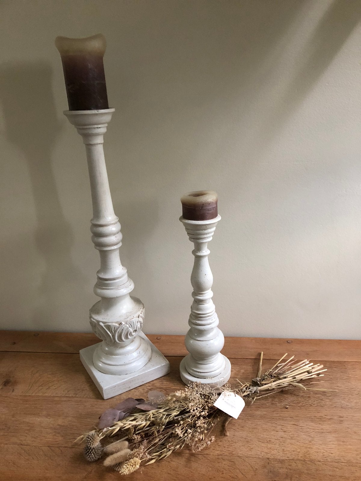 Oude look kandelaars, Beige, Ophalen of Verzenden, Zo goed als nieuw, Kandelaar
