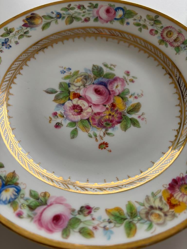 2 Boch sierborden met bloemen – goudrand – 21 cm, Ophalen