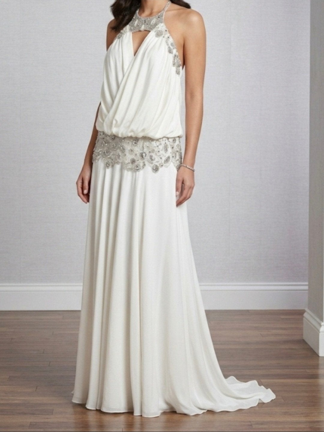 Roma High Class ivoorkleurige lange avondjurk maat L/40, Kleding | Dames, Ophalen of Verzenden