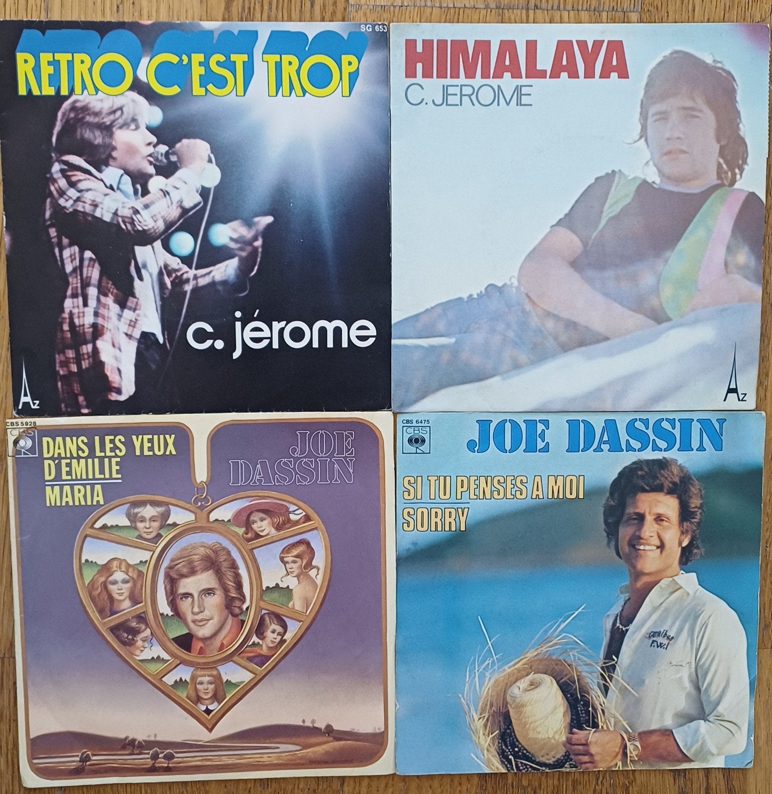 Vinyles 45t  C. Jérôme   Joe Dassin. Lot de 4, Enlèvement ou Envoi