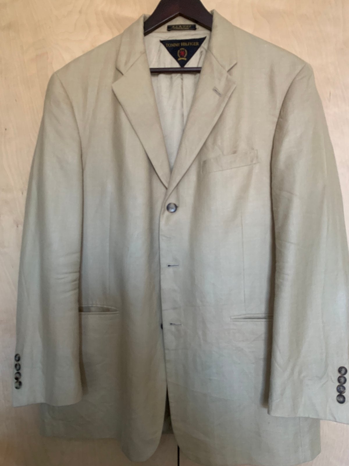 Veste blazer Beige crème, vintage Tommy Hilfiger homme XXL, Enlèvement ou Envoi, Porté, Taille 56/58 (XL), Beige