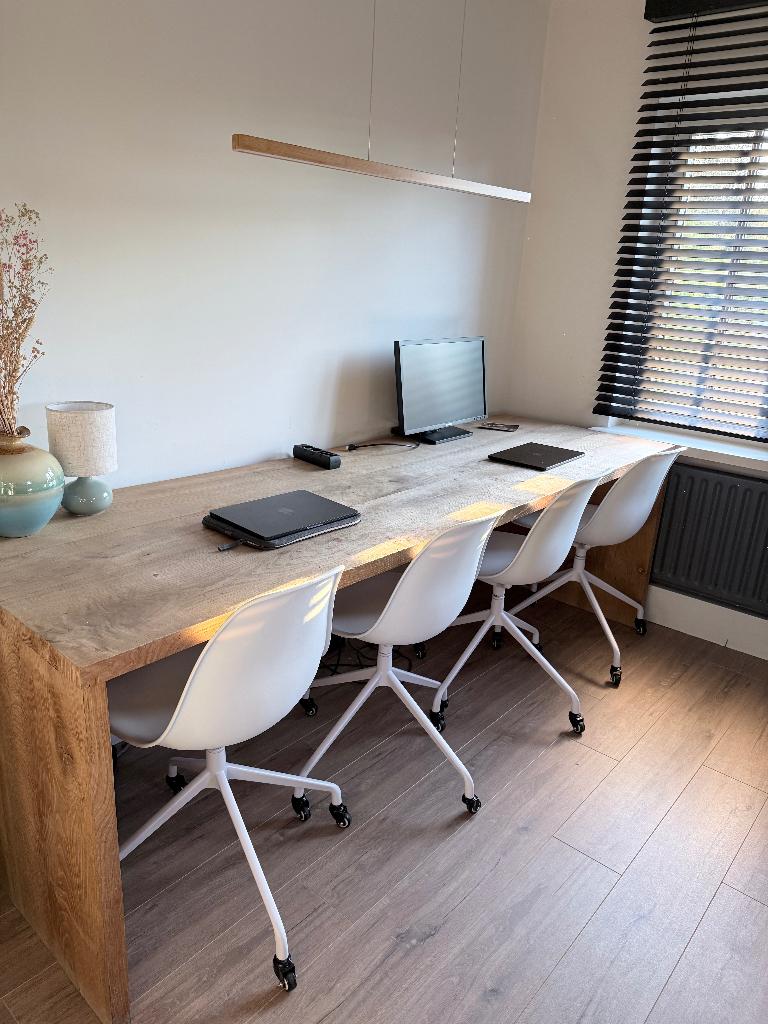 Witte bureaustoelen (3x), Enlèvement, Comme neuf, Blanc, Chaise de bureau