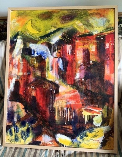 "Under the Moon" - 2006 - Nahum Suwarsita (geb. 1965), Antiek en Kunst, Kunst | Schilderijen | Klassiek, Ophalen, Doek, Expressionistisch