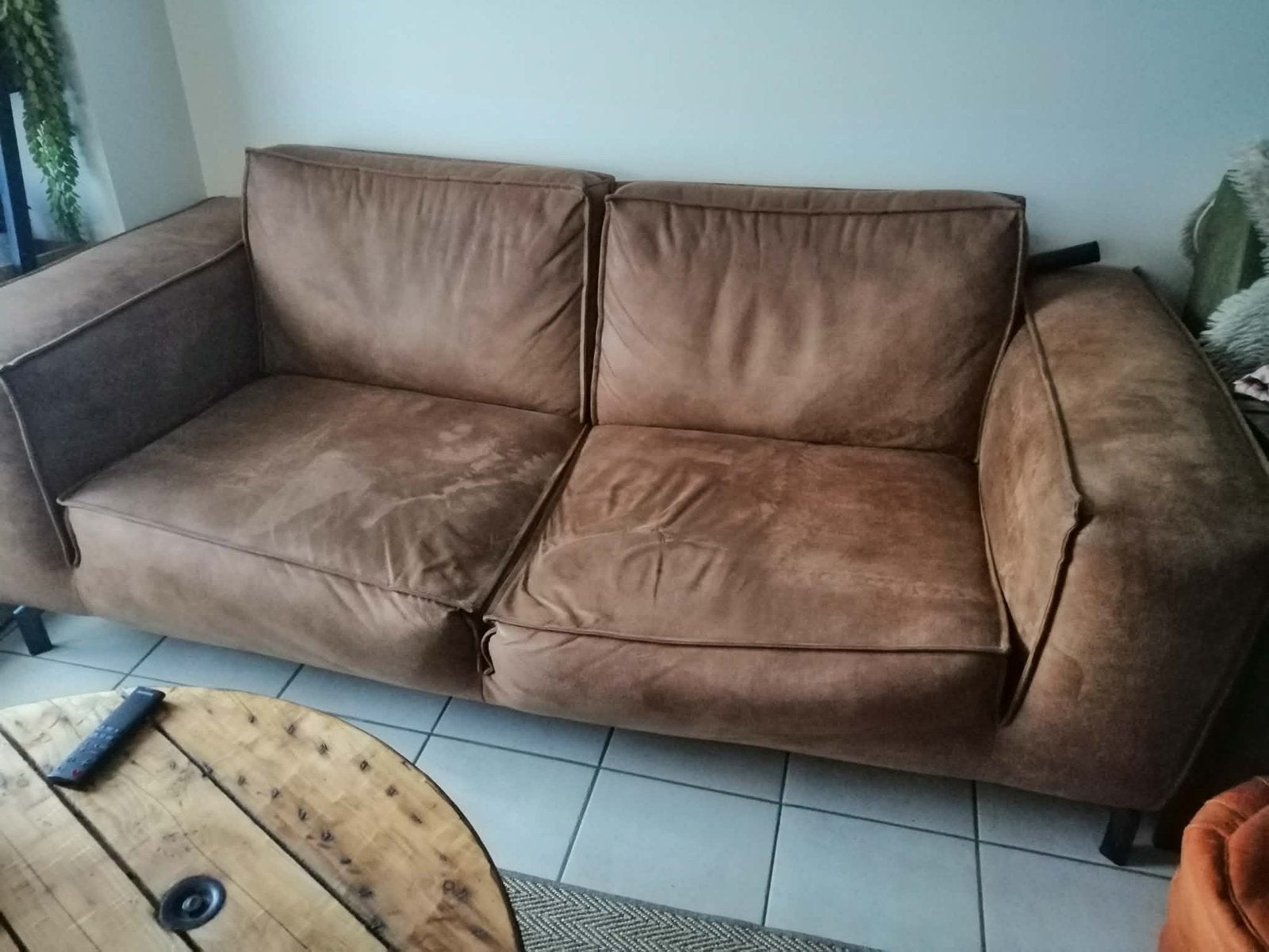 Zetel en poef te koop, Enlèvement, Utilisé, Cuir