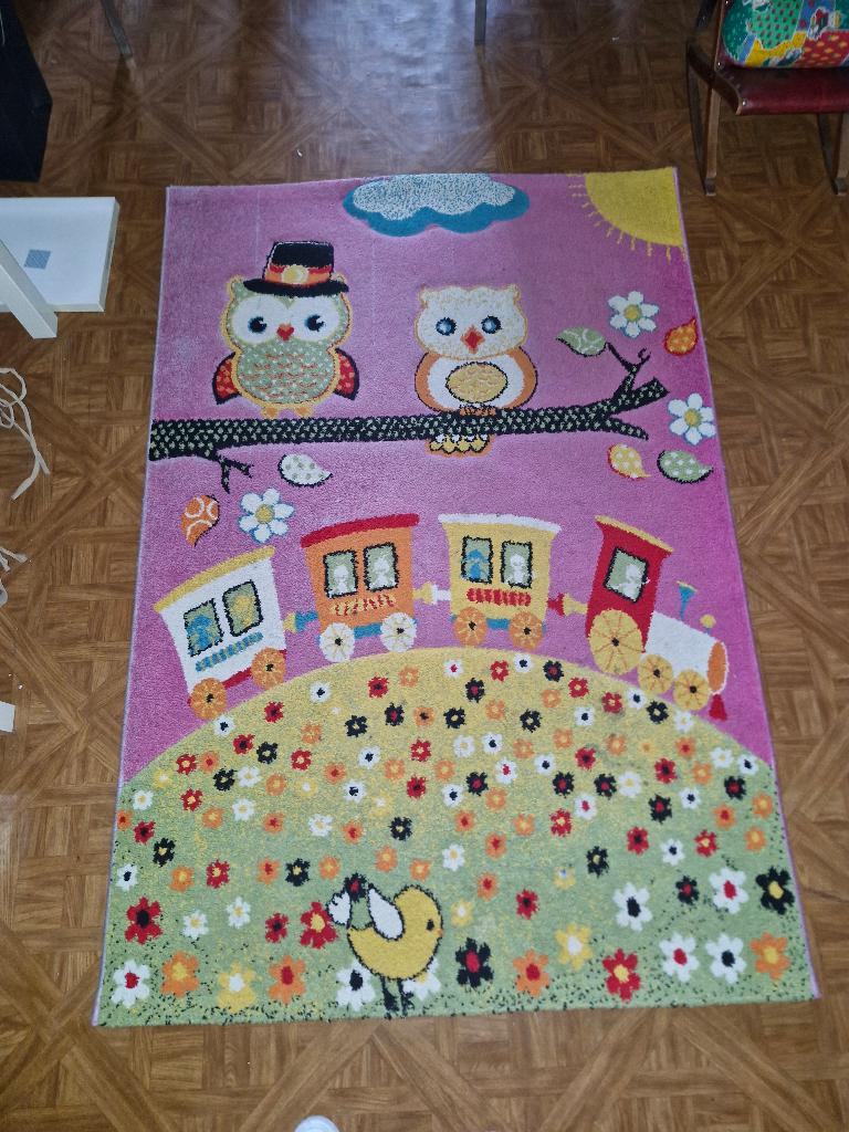 Tapis de sol rose chouette pour chambre d'enfant, Enlèvement, Comme neuf