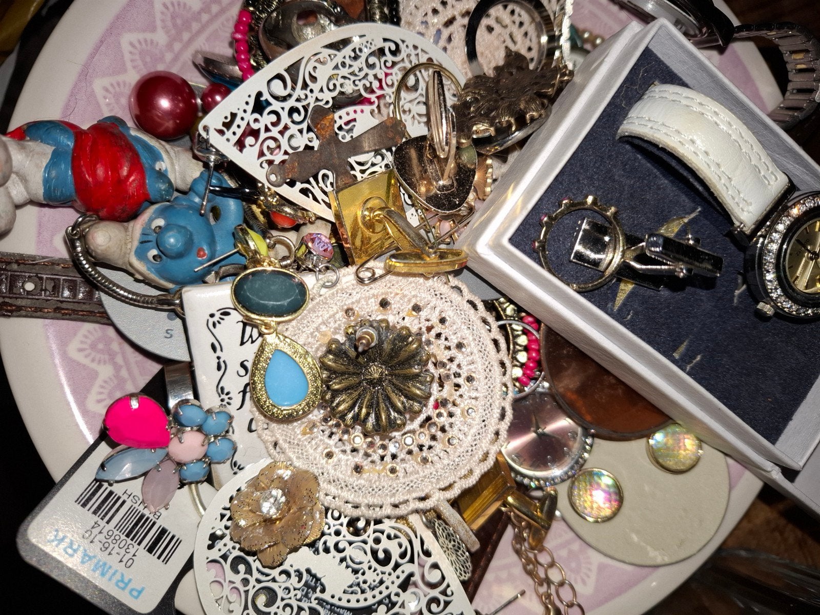 Partij vintage juwelen geen goud of zilver, Ophalen, Goud, Oorbellen