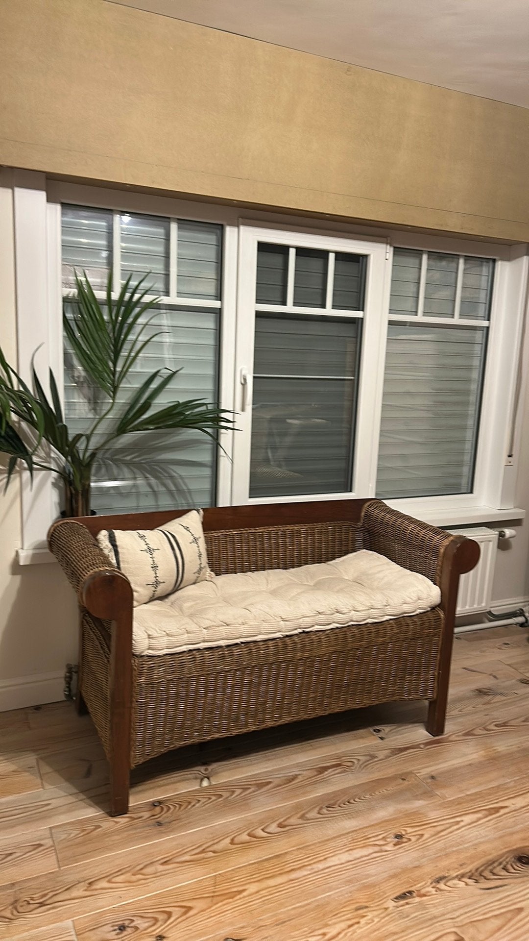 Rotan boho bankje met op maat gemaakt kussen, Ophalen, Minder dan 75 cm, Boho, 150 tot 200 cm