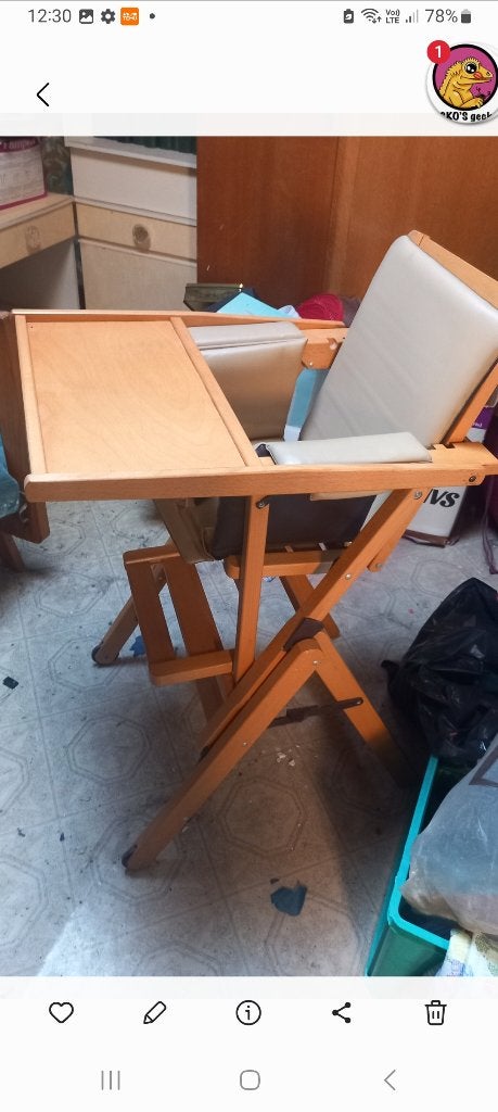 Ancienne chaise bébé, Enlèvement