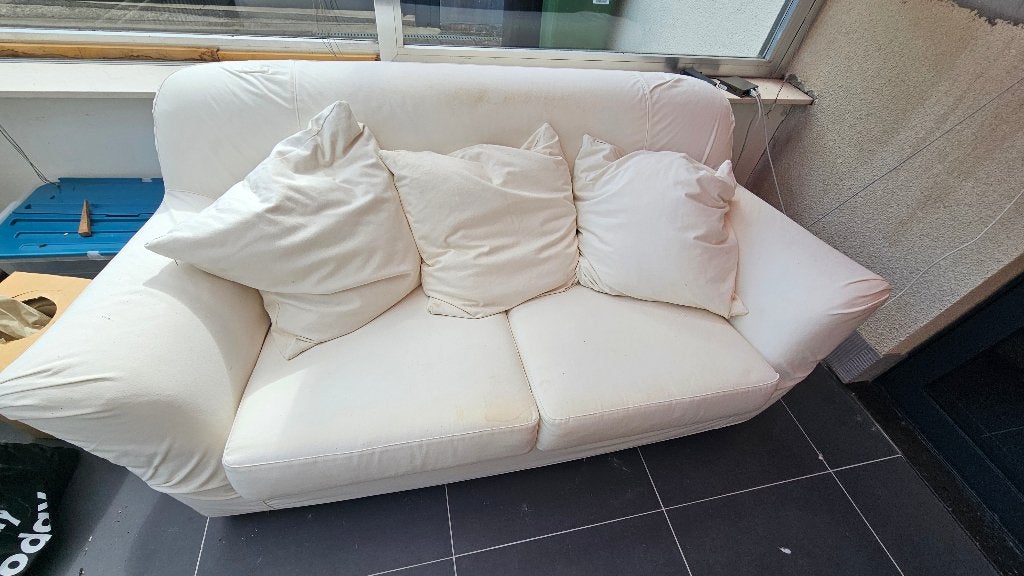 Zetel duo zit wit stof met beschermhoes, Huis en Inrichting, Ophalen, Gebruikt, 150 tot 200 cm, Tweepersoons