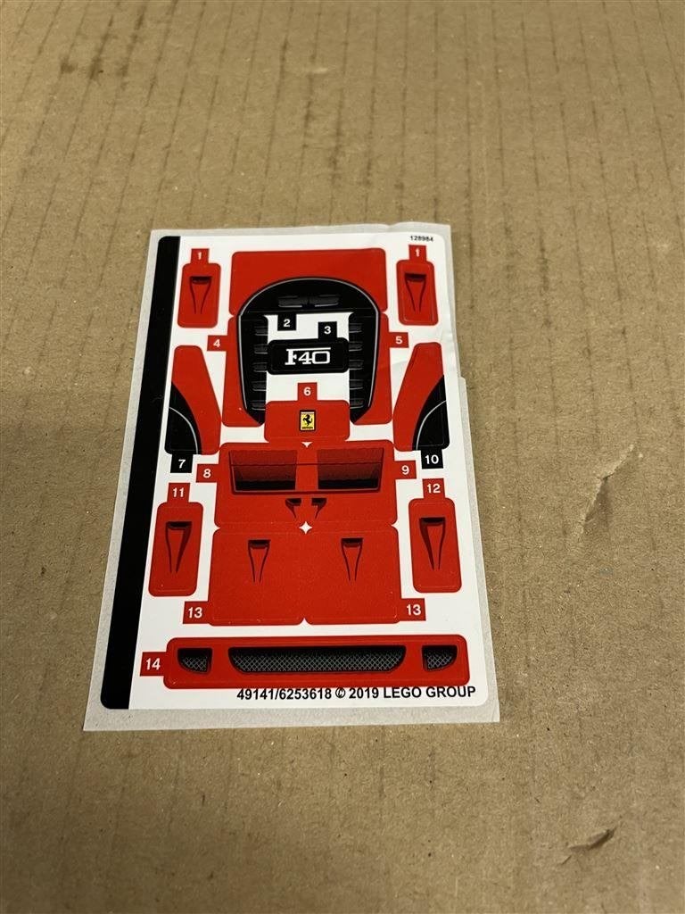 Lego stiker vel voor lego set 75890 ferrari F40, Enlèvement ou Envoi, Neuf, Lego