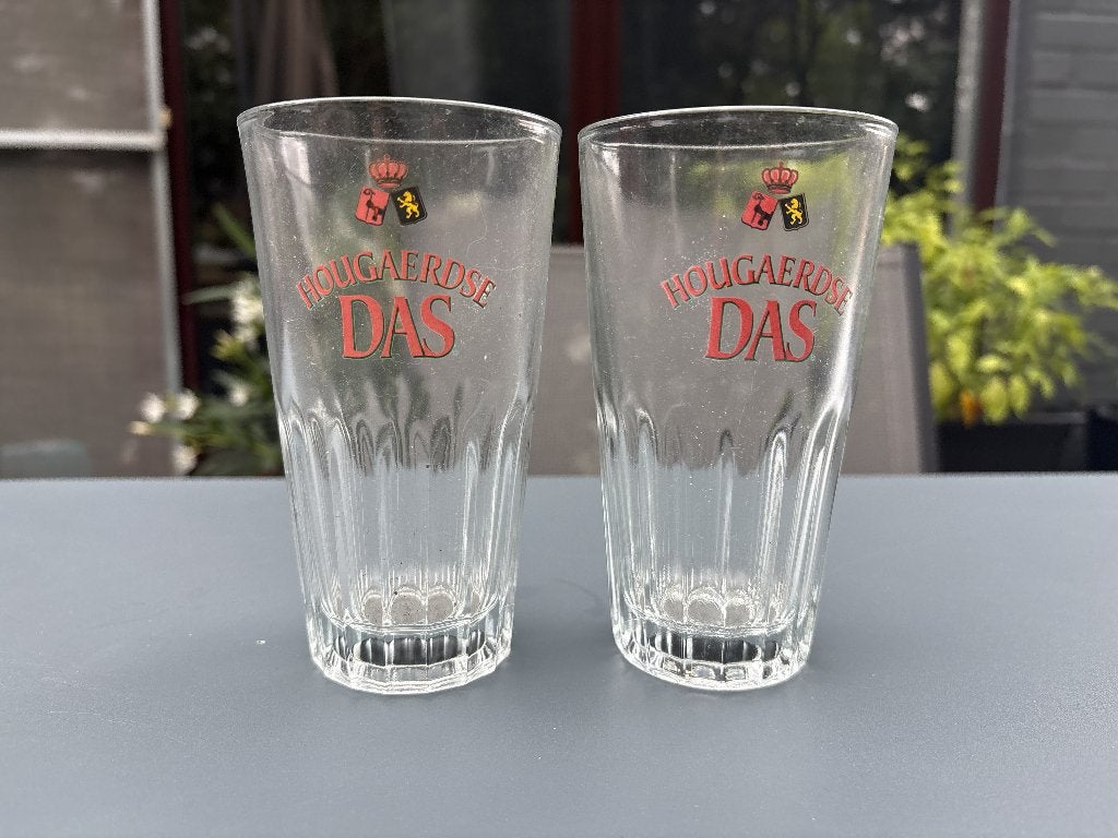 2 verres à bière Vintage de Hougaerdse Das, Enlèvement ou Envoi, Comme neuf, Verre ou Verres