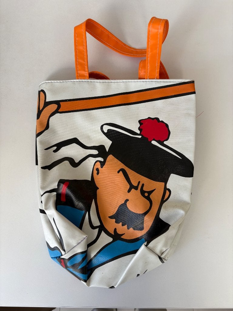 Kuifje zwemzak met Janssens op, Ophalen of Verzenden, Kuifje, Gebruikt, Gebruiksvoorwerp