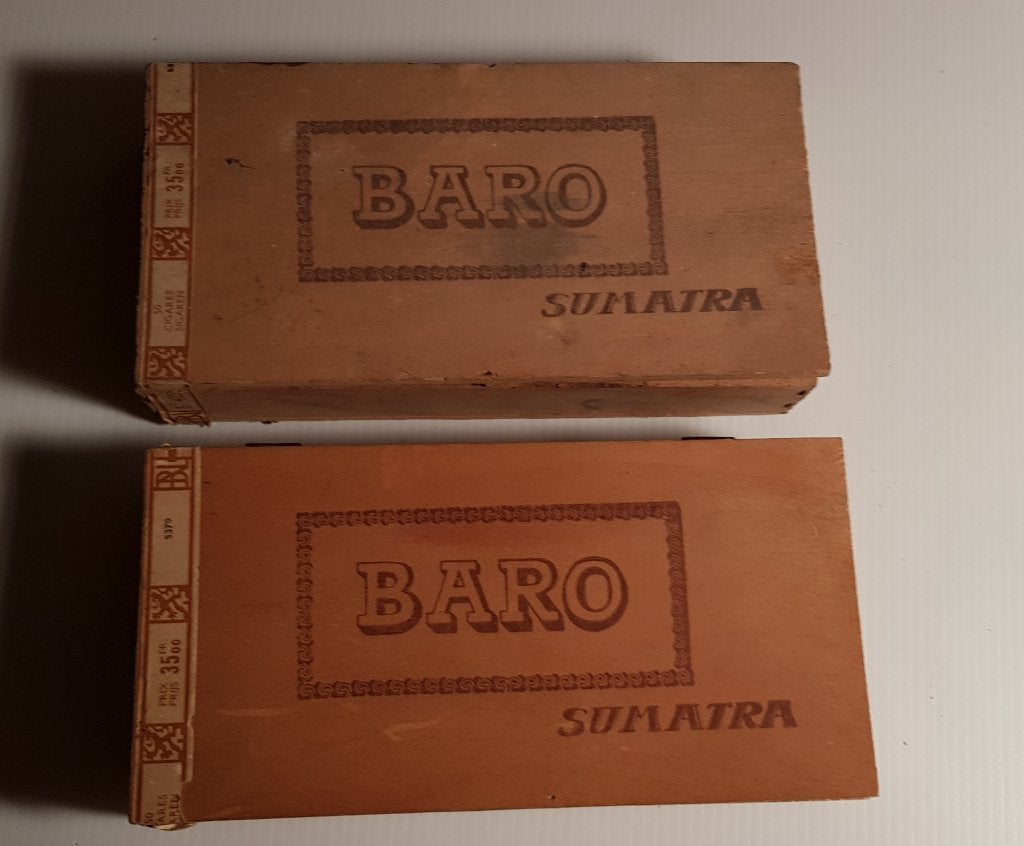 Sumatra Baro sigarenkistjes, Verzamelen, Rookartikelen, Aanstekers en Luciferdoosjes, Ophalen of Verzenden