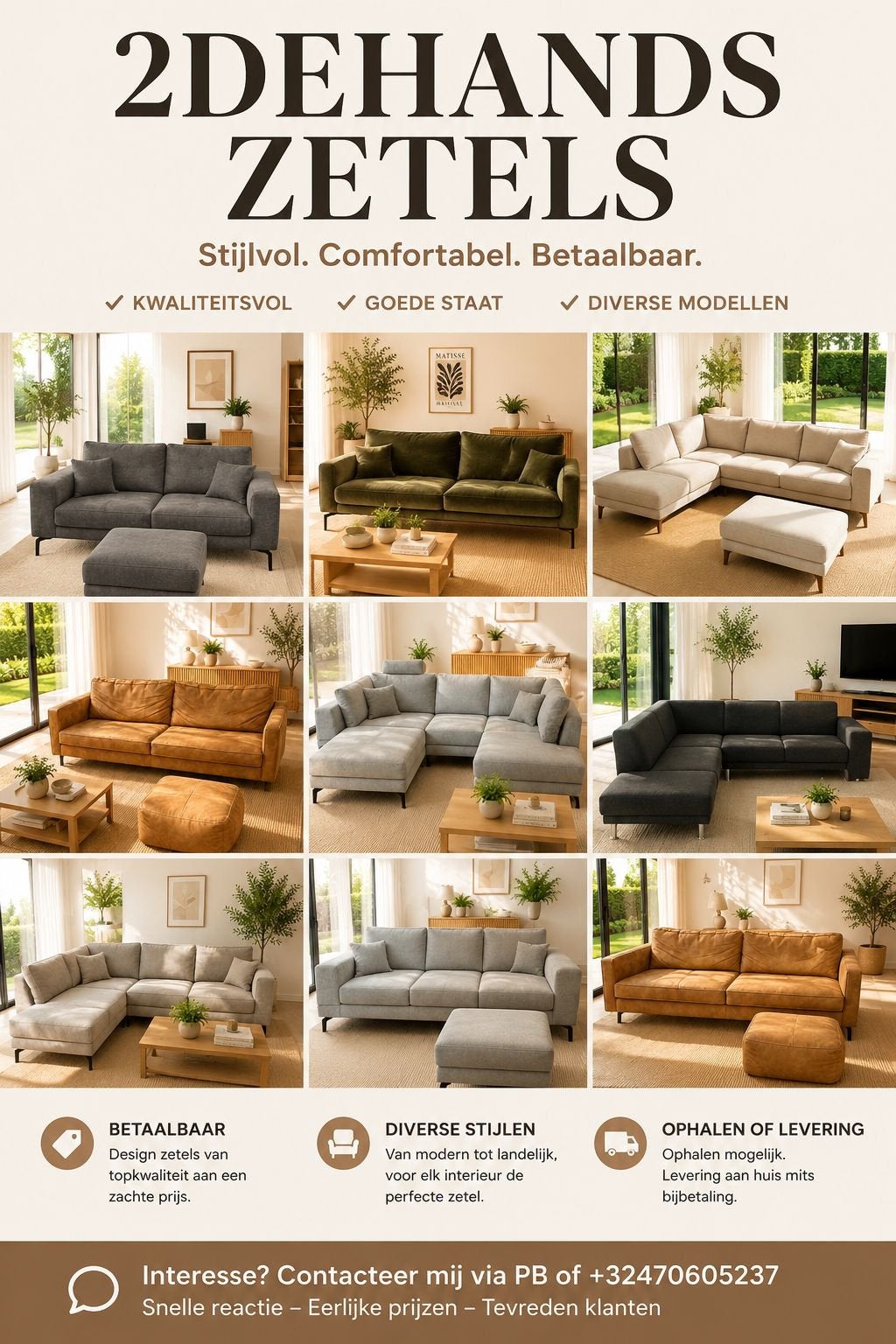 ️ Stijlvolle 2dehands zetels te koop!, Huis en Inrichting, Zetels | Zetels, 250 tot 300 cm, Hoekbank, Ophalen of Verzenden, Zo goed als nieuw
