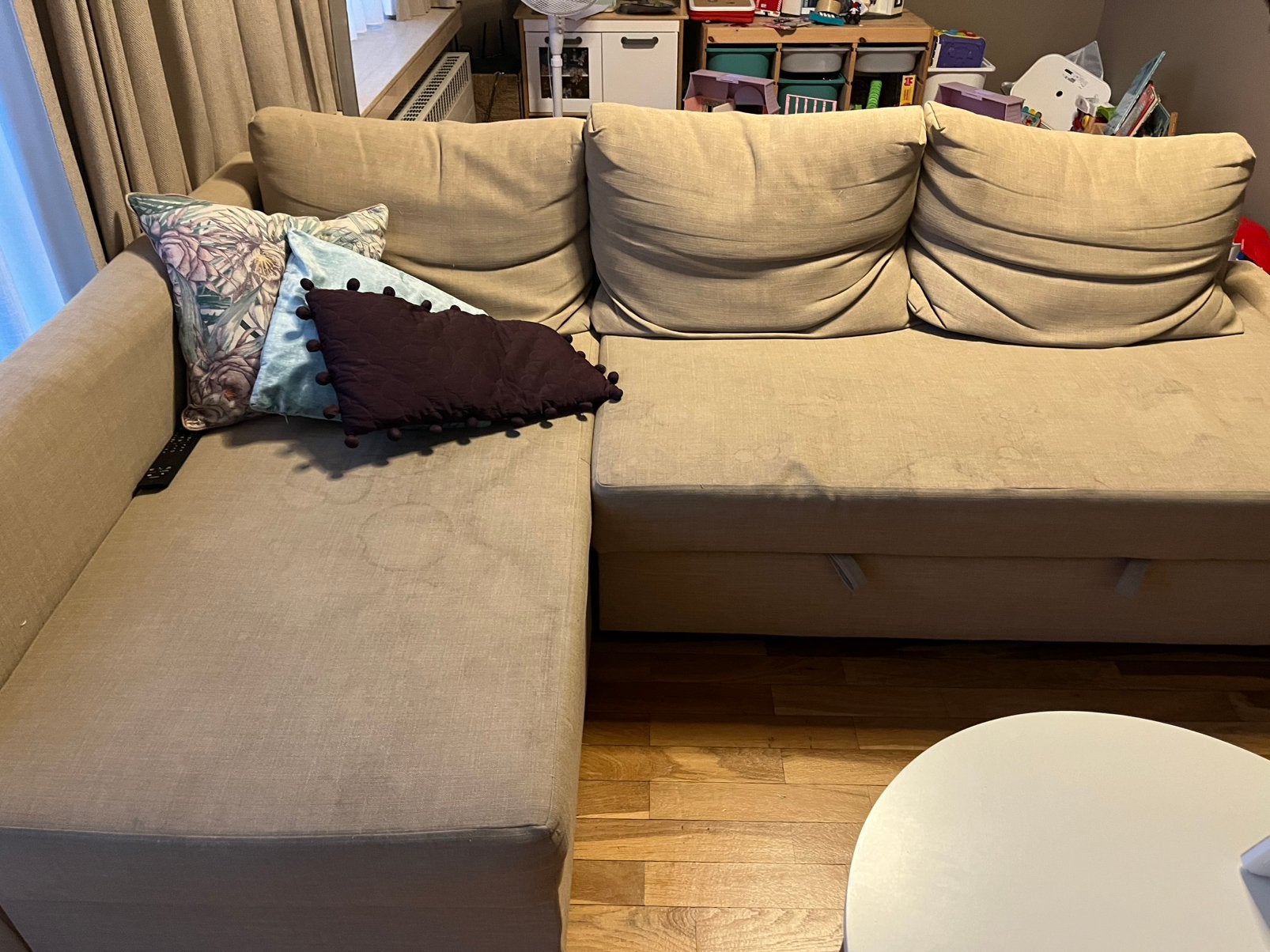 Gratis - zetel friheten ikea, Huis en Inrichting, Ophalen, Gebruikt, 125 tot 150 cm, Driepersoons