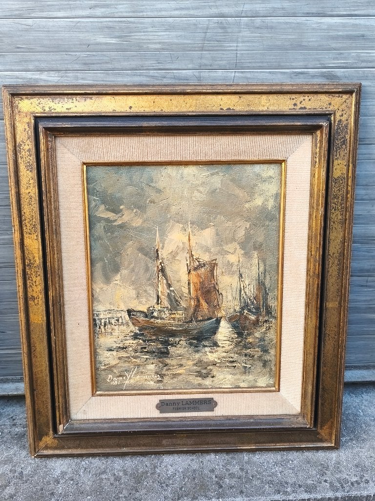 Huile sur toile retour de mer signe Danny lammers, Antiek en Kunst, Ophalen of Verzenden