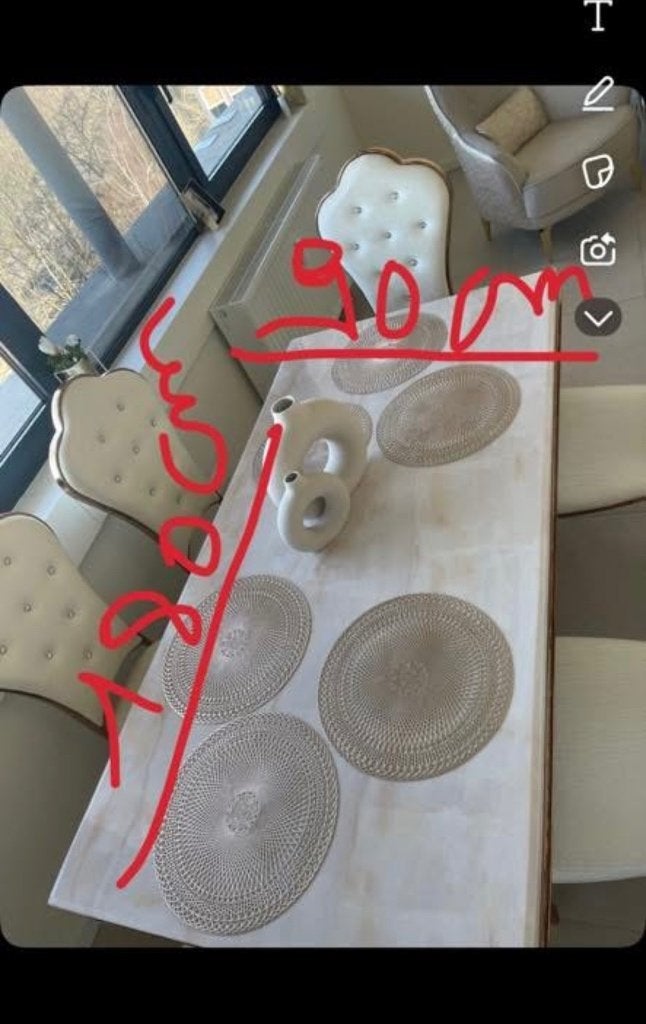 Salle à manger marbre + 6 chaises anti taches, Enlèvement, Utilisé, Marbre, 4 à 6 chaises