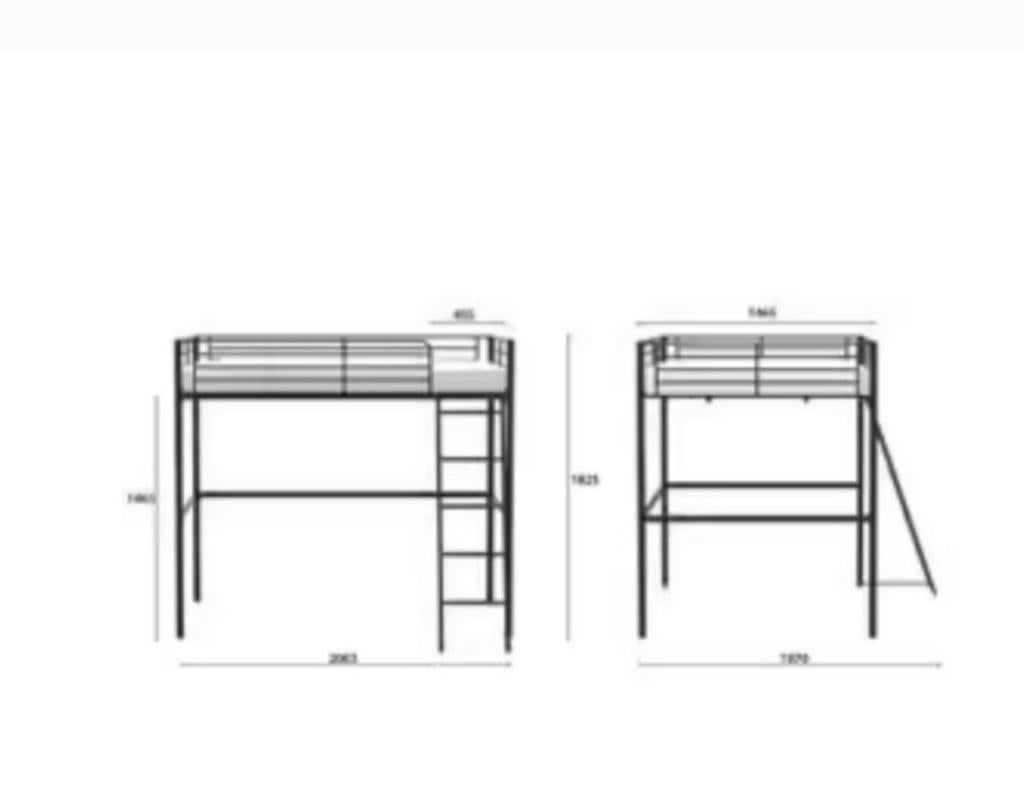 lit mezzanine 2 personnes, 180 à 200 cm, Enlèvement, 200 cm, 140 cm