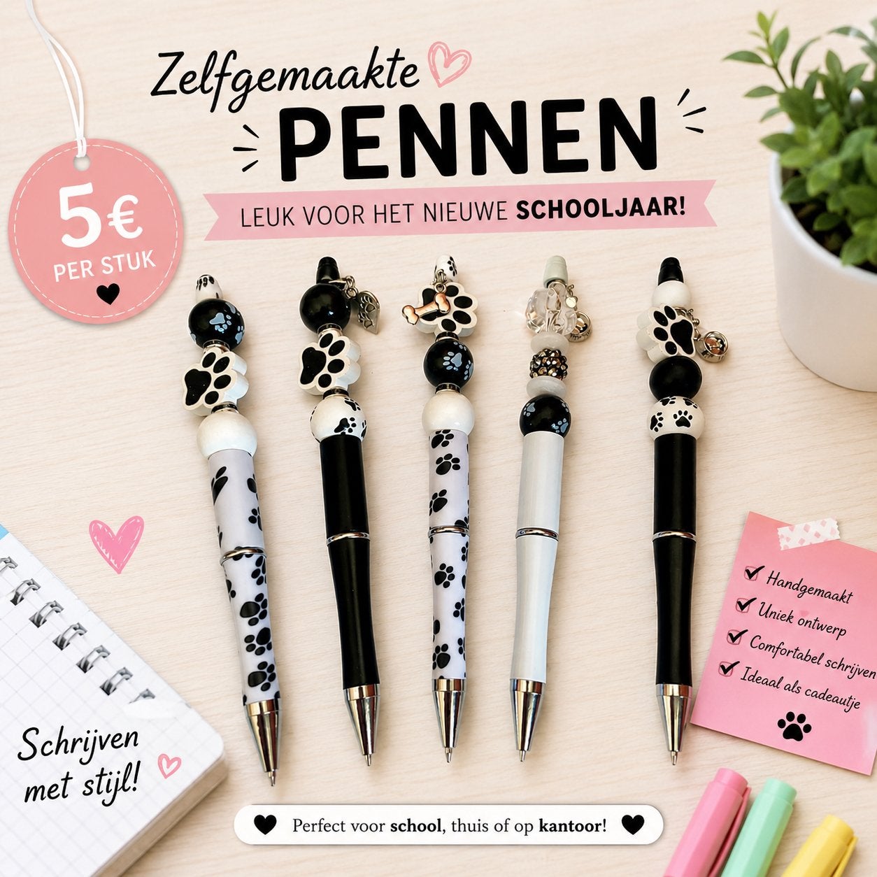 Kralen pennen pootjes, Ophalen, Nieuw